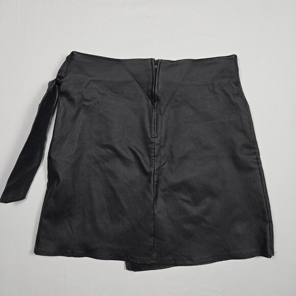 Originality Black Wrap Mini Skirt Tie Waist Y2K Minimalist Night‎ Out Women’s S - Picture 5 of 10